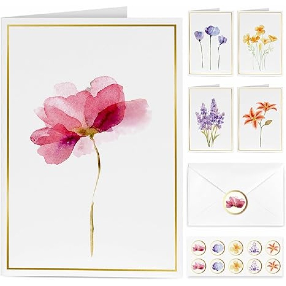 Elegant Gold Foil Blank Note with Envelopes